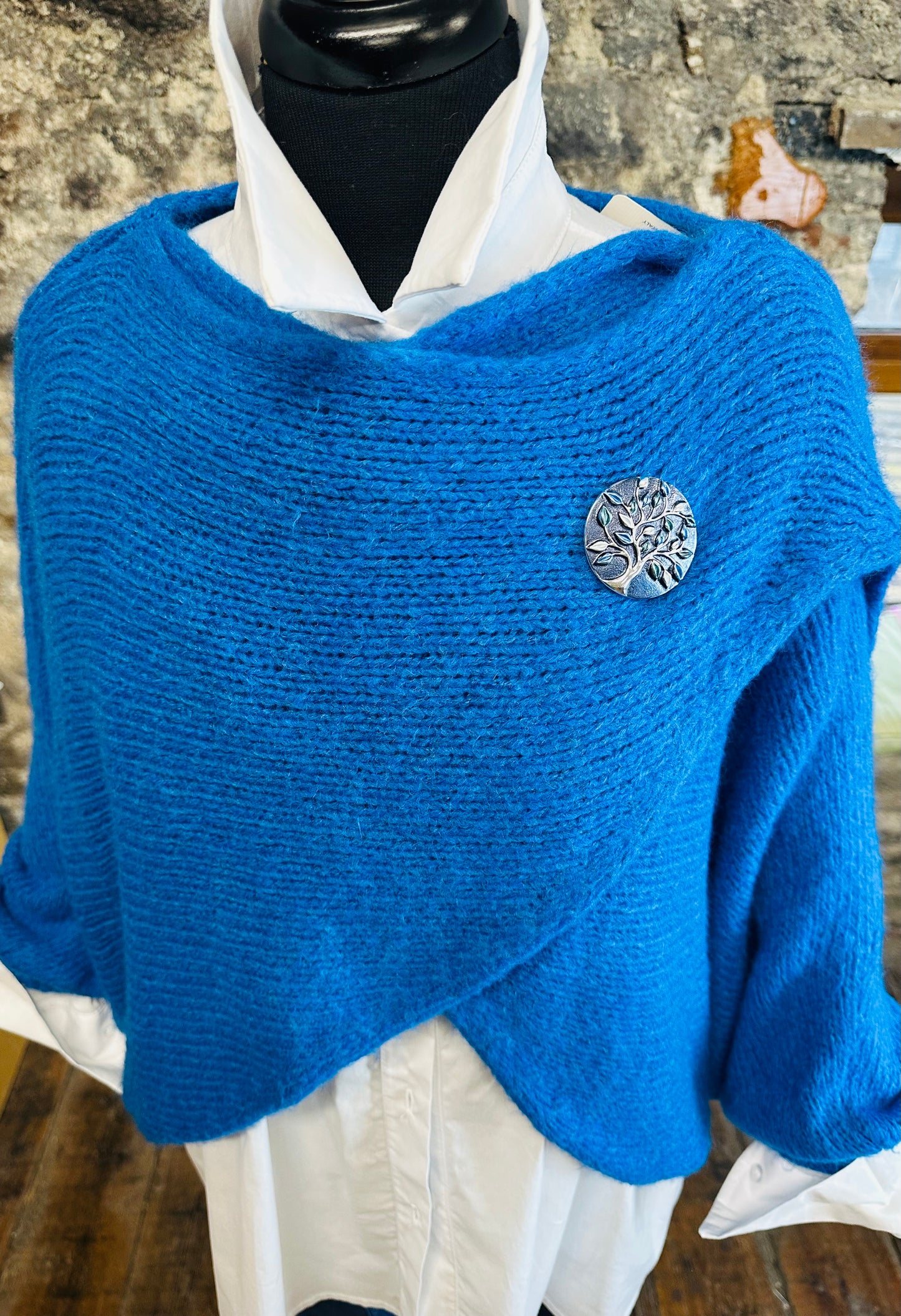 “Izzy “ cobalt blue Italian crossover knit