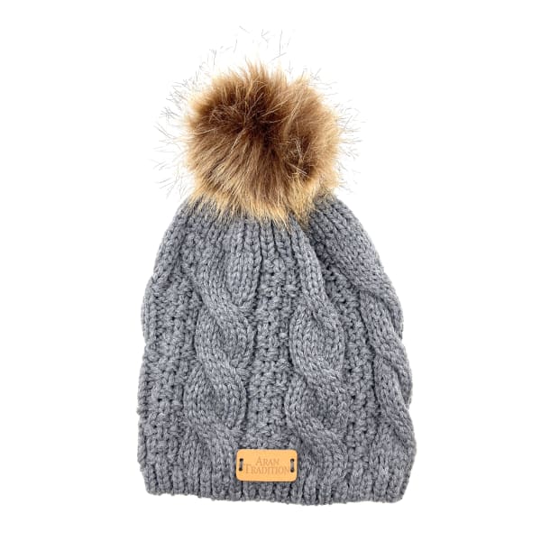 Cable knit charcoal hat