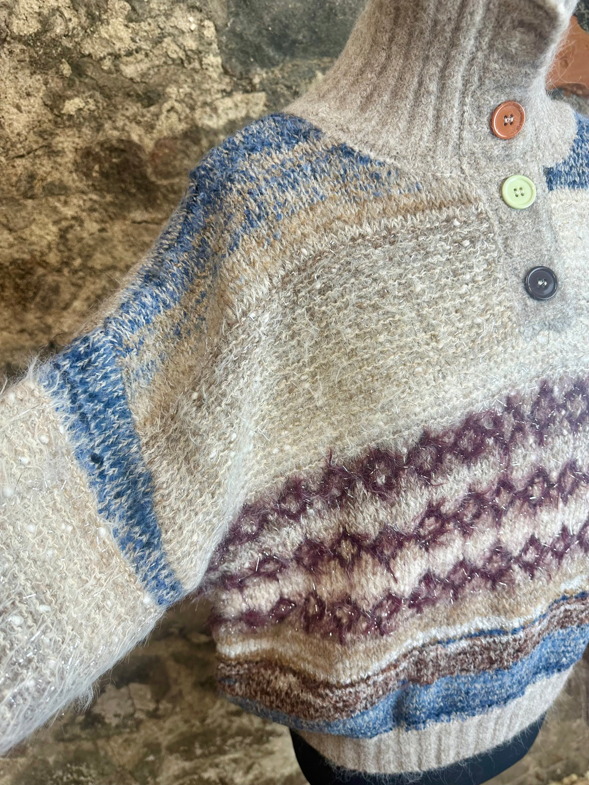 “Jane “ super soft natural fair isle knit