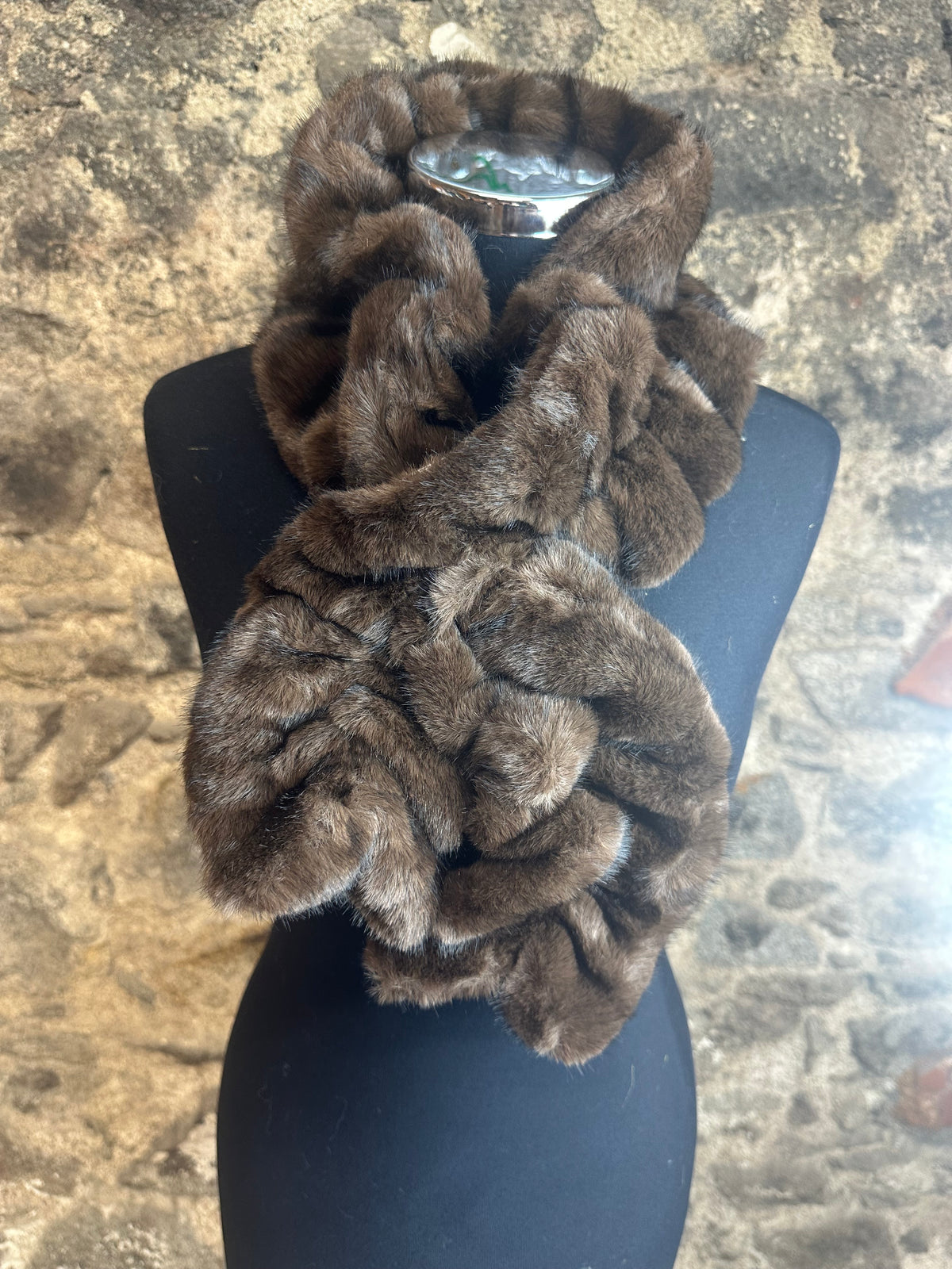 The “Mabel “ chocolate vegan fur collar