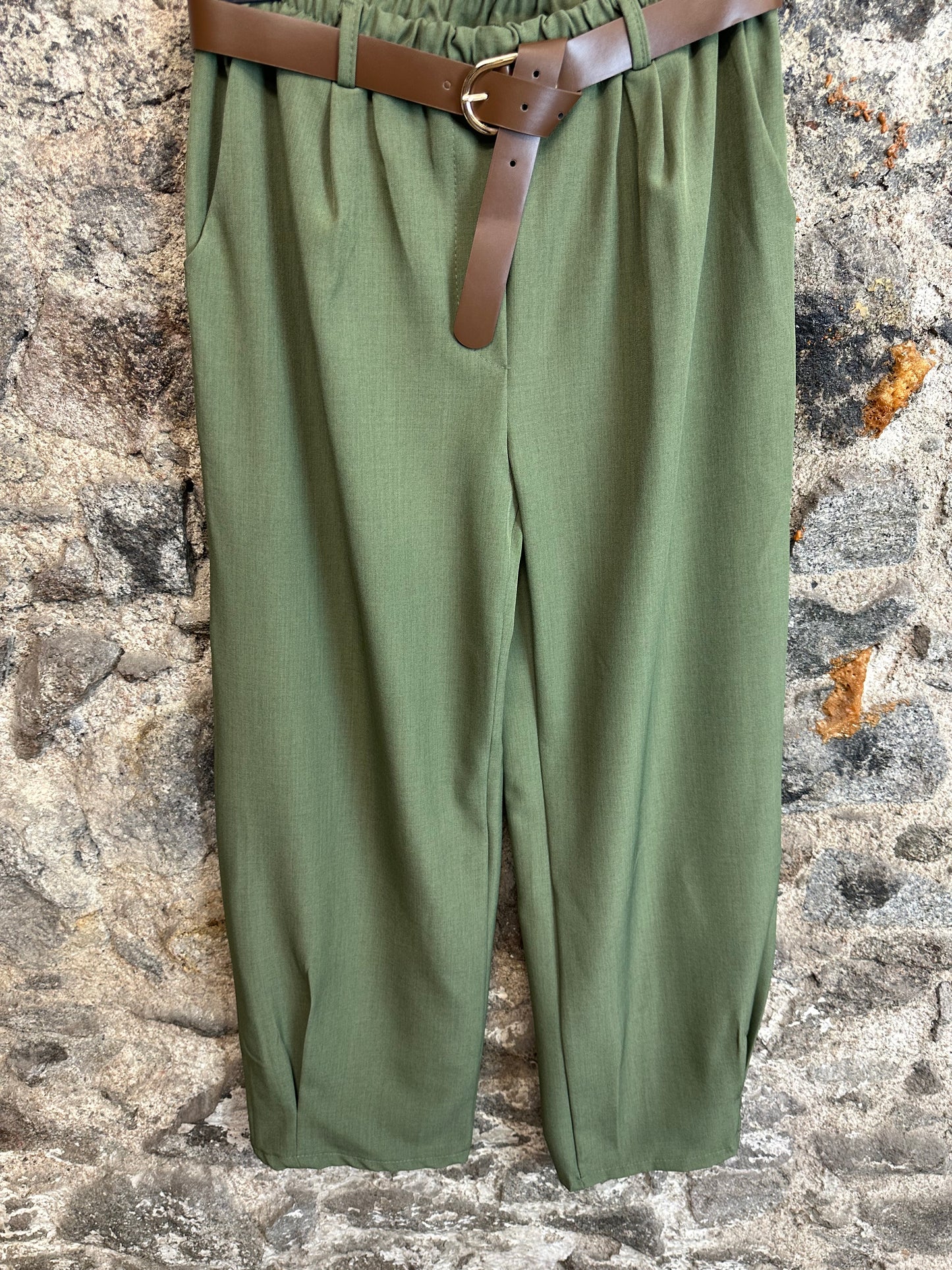 “Mary Beth “ sage green Italian pintuck dress trouser