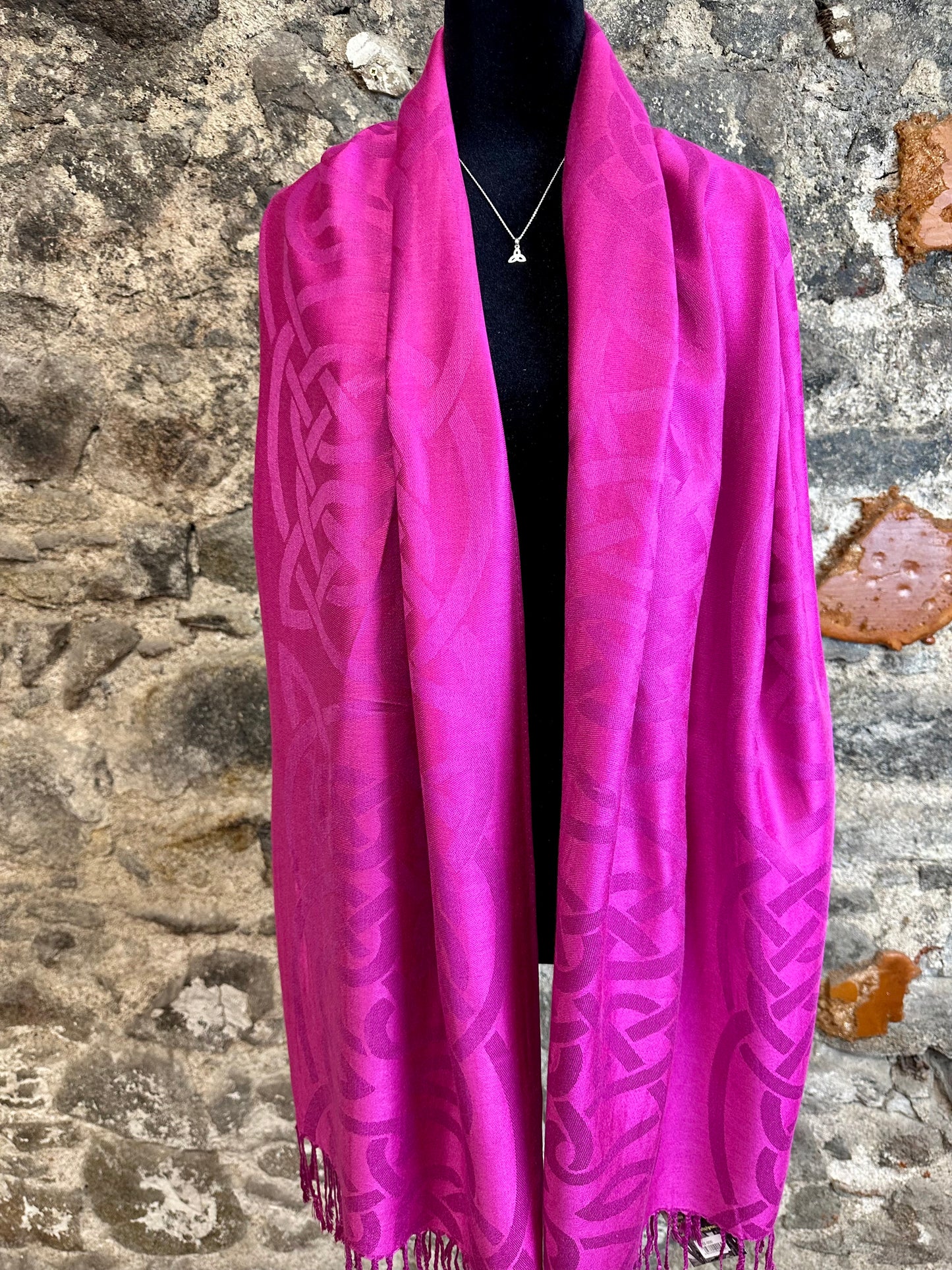 Fuschia heritage Irish designed knotwork pashmina