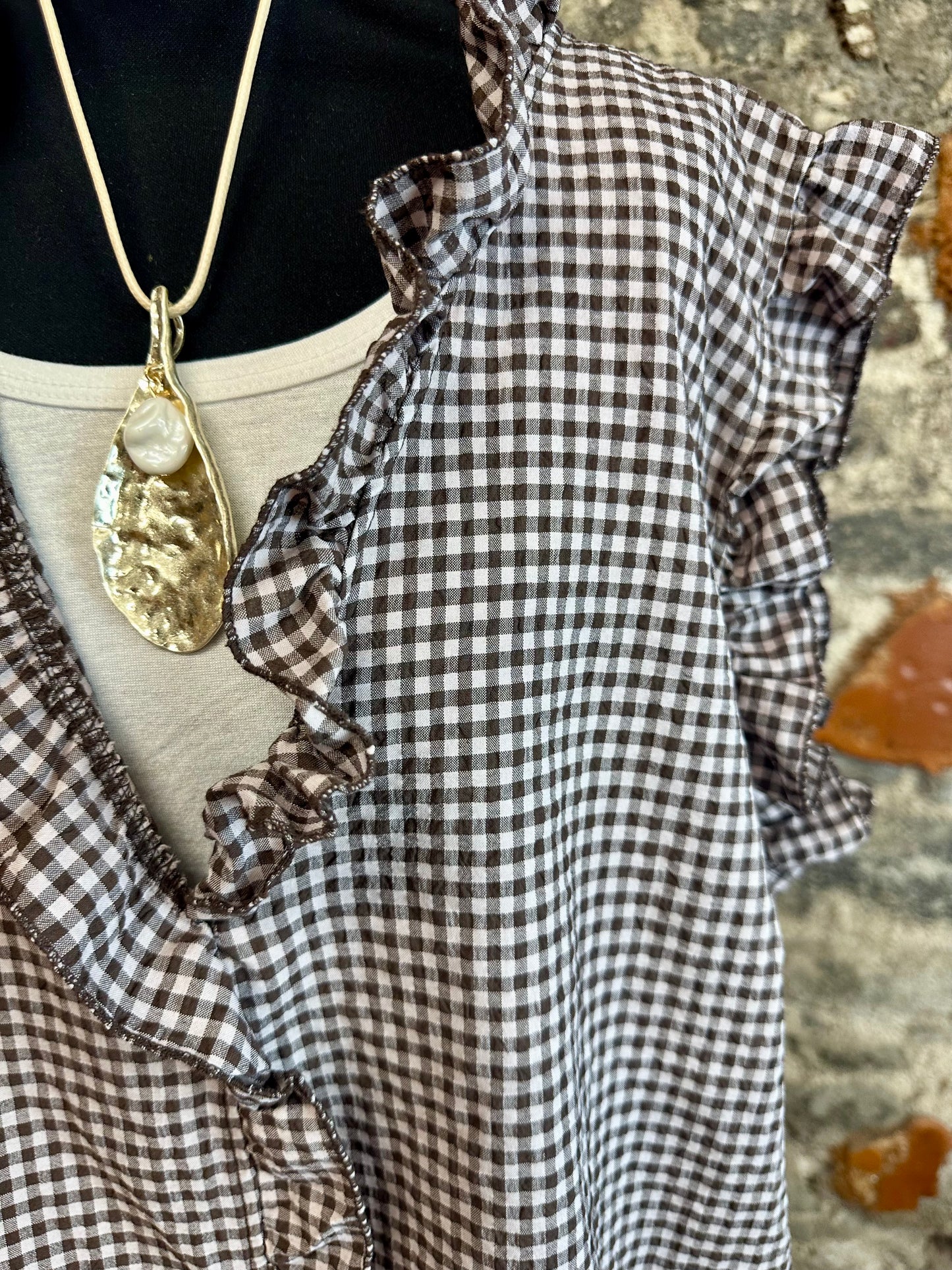“Rosie “ chocolate ginham Italian tunic