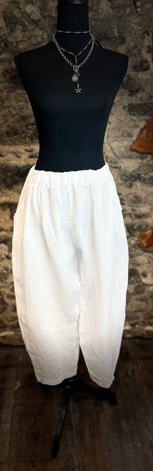 “Edwina “ Italian linen barrel cut cocoon culottes