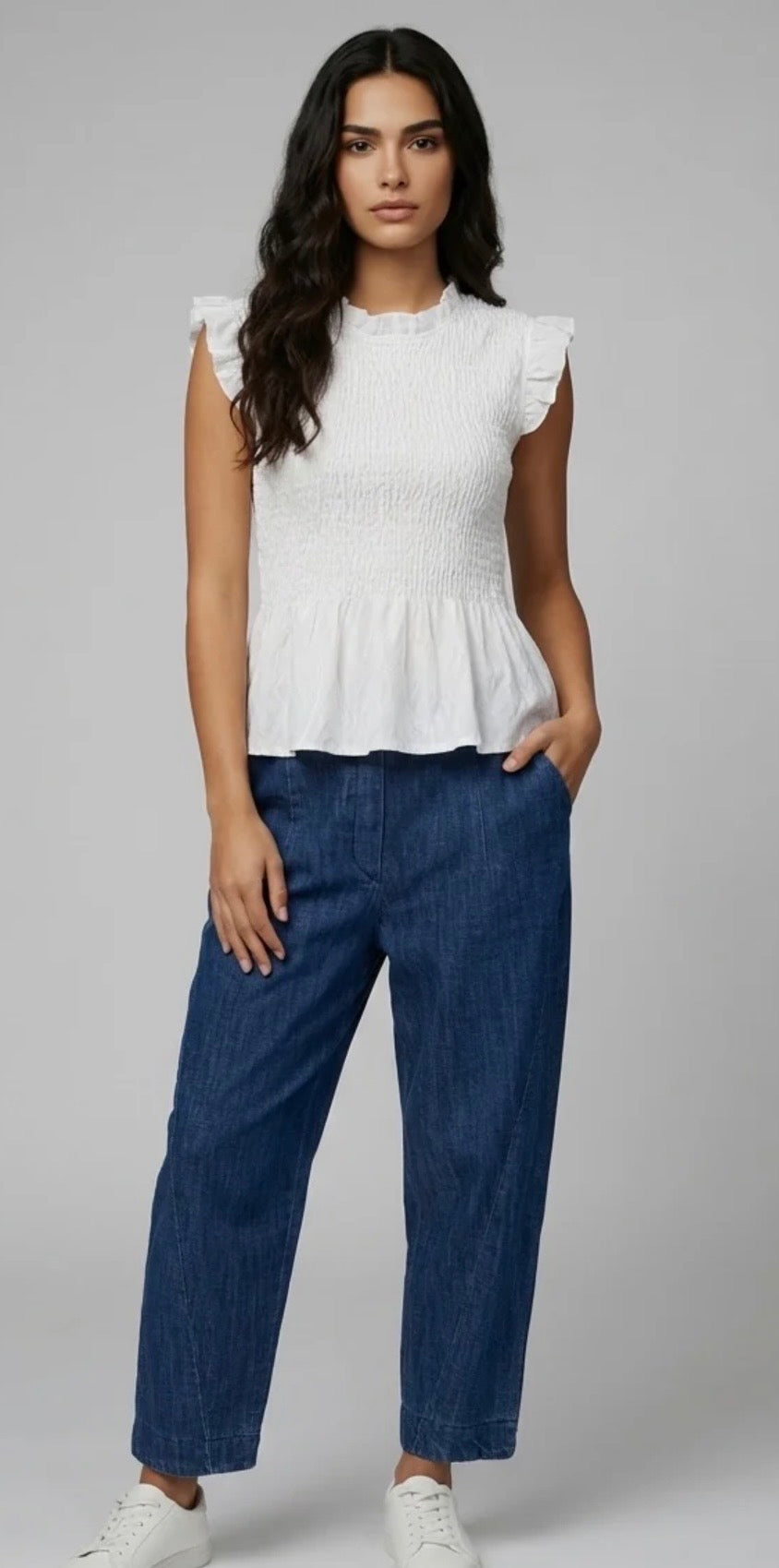 “Mandy “ summer white peplum Italian top