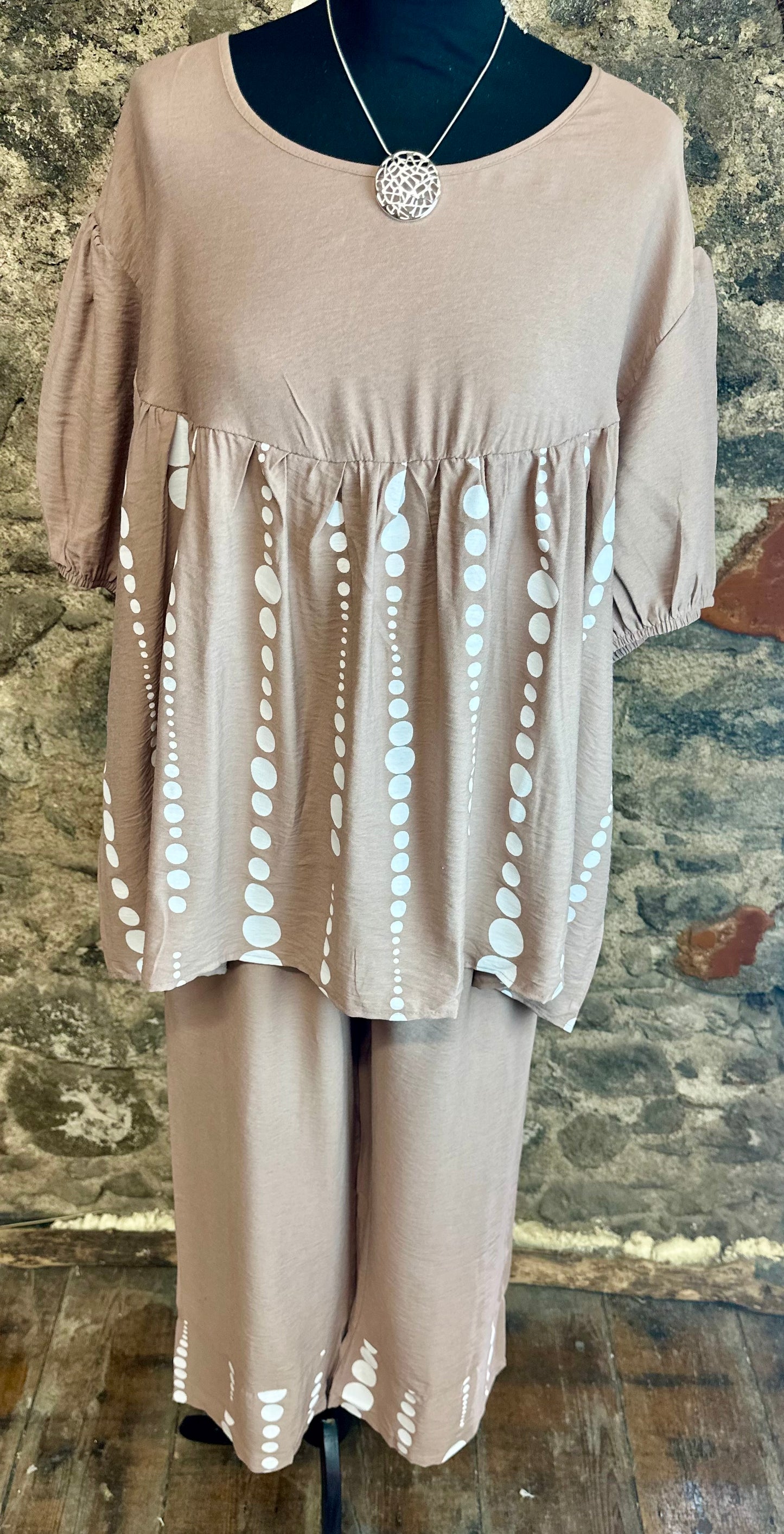 “Davina “ Italian mocha empire line tunic