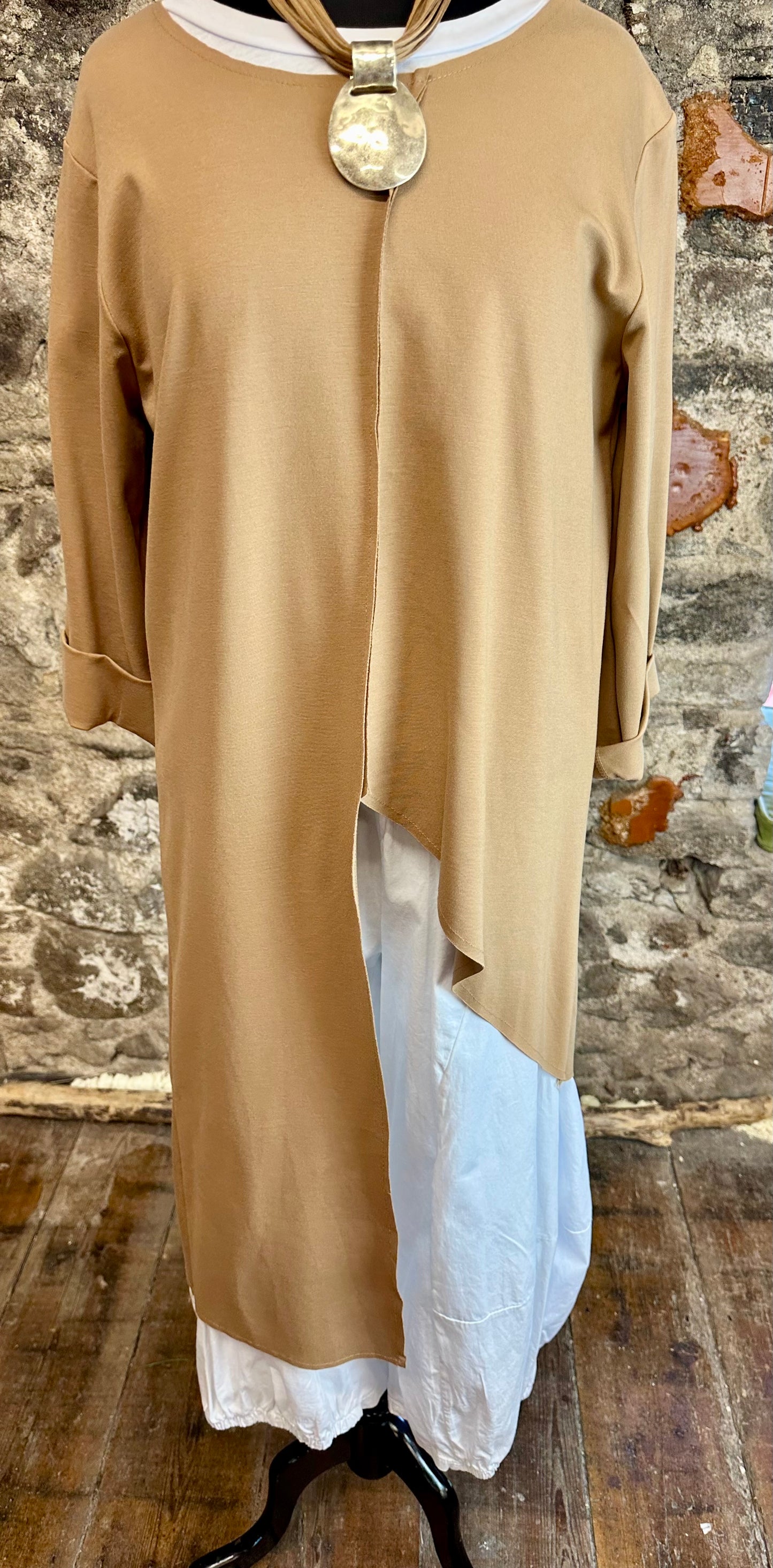 “Mayla  “ caramel asymmetrical Italian tunic