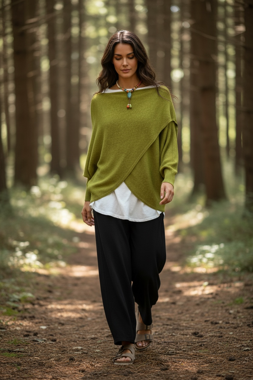 “Sadie “ pistachio italian crossover knit