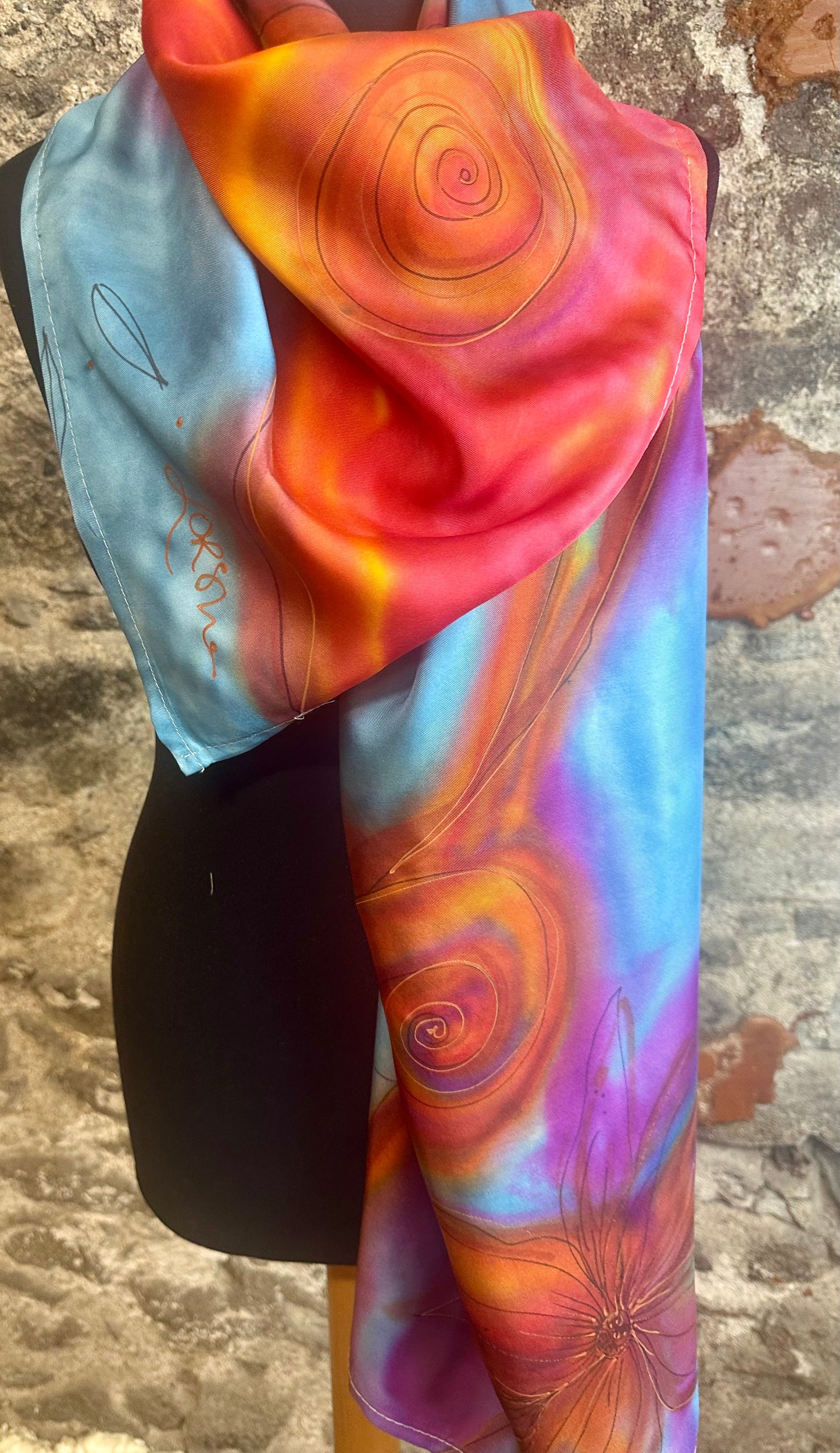 Lorshadesign Handpainted silk scarf