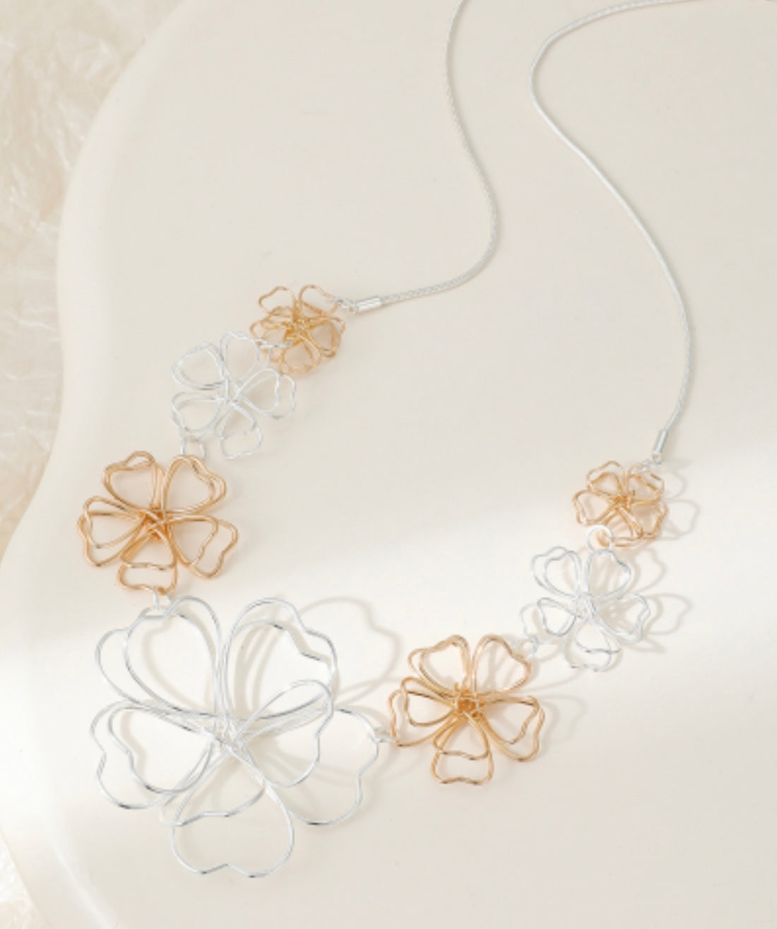Fine flower wire contemporary neckpiece