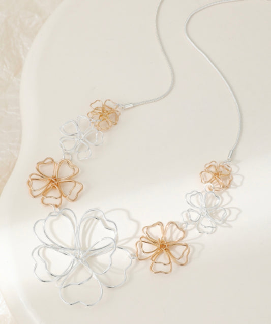Fine flower wire contemporary neckpiece
