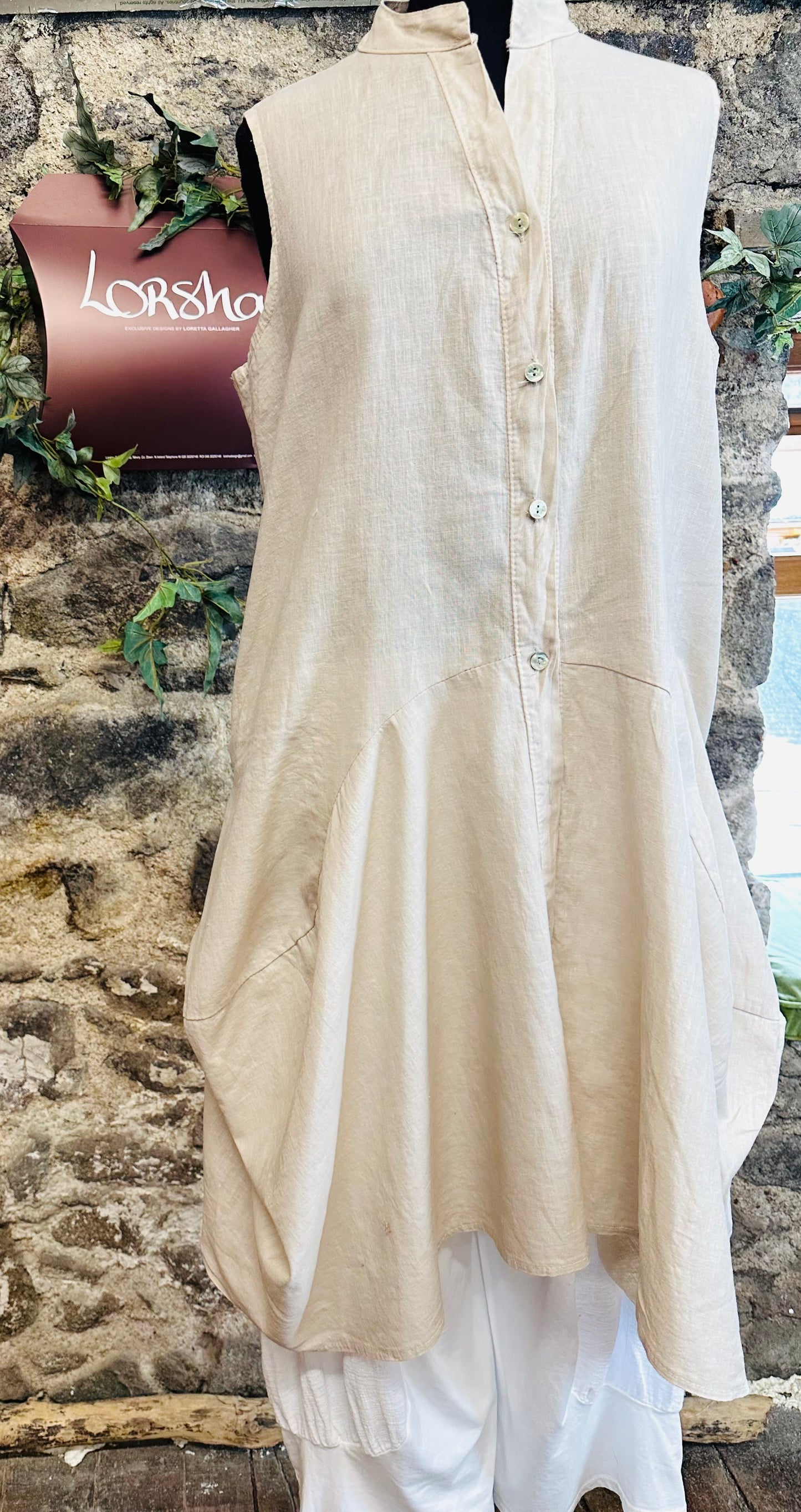 “ contessa “ Italian linen pin tuck tunic dress natural