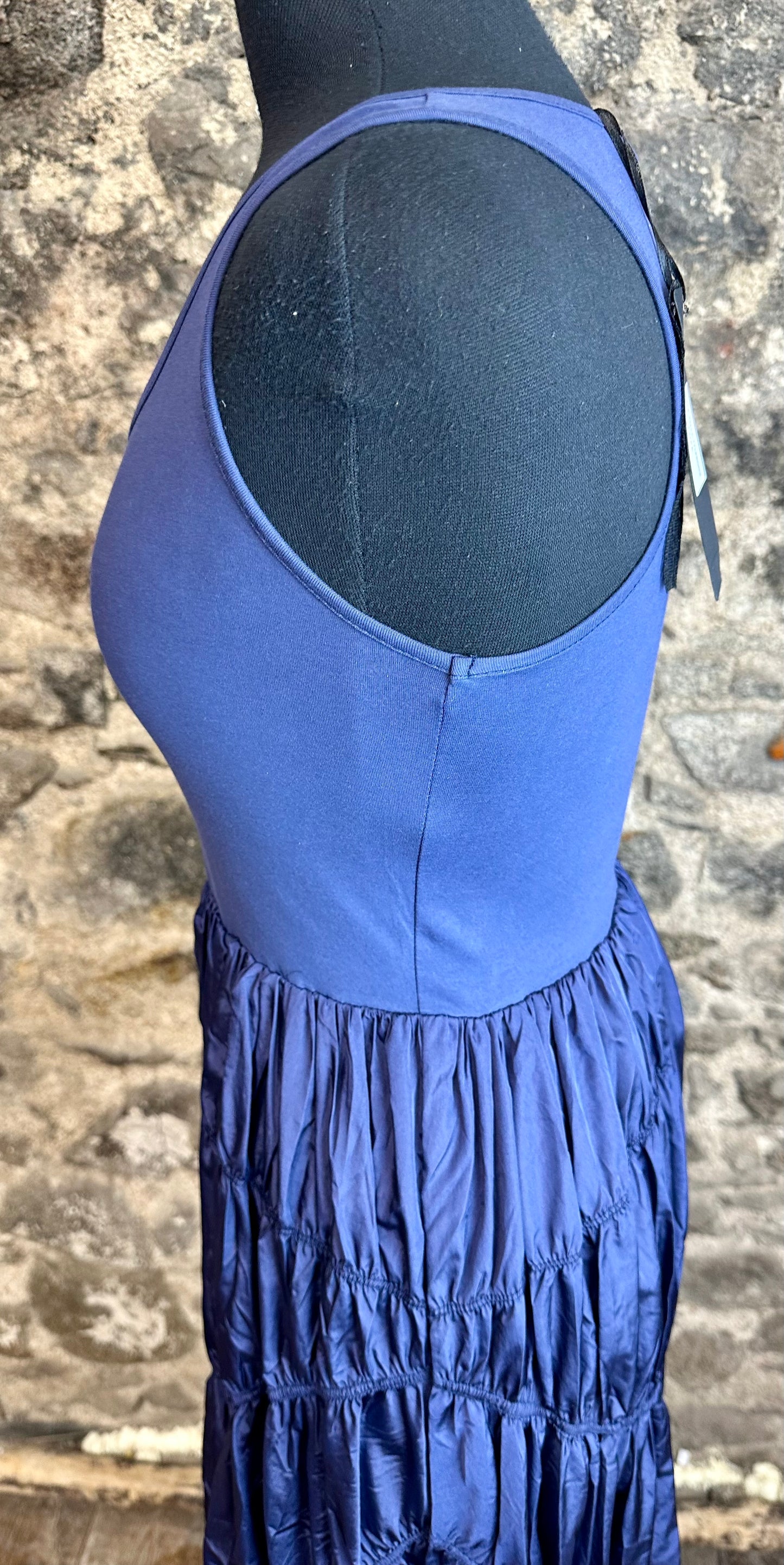 “Raina “ indigo mixed fabric Italian dress