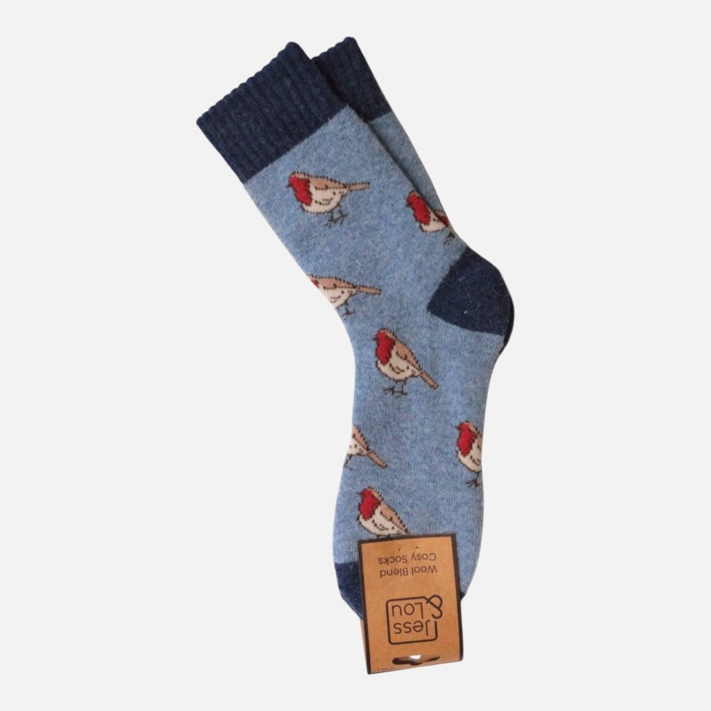 Little robin blue cosey socks