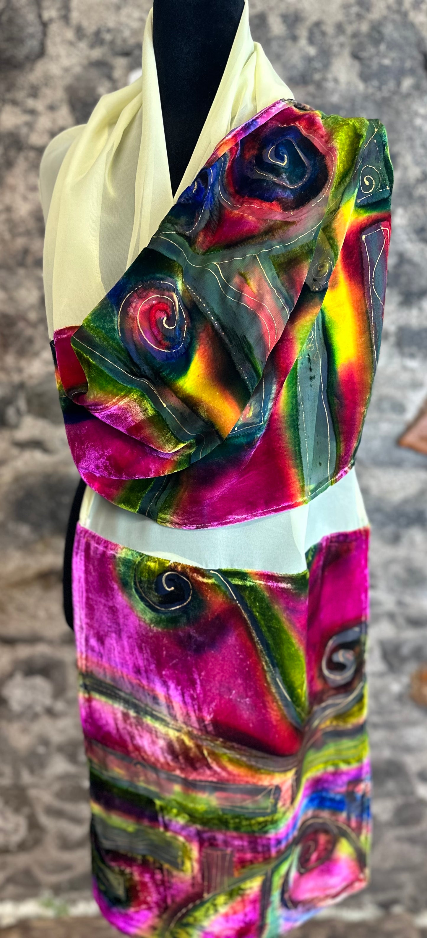 Lorshadesign Handpainted Devore velvet scarf collection