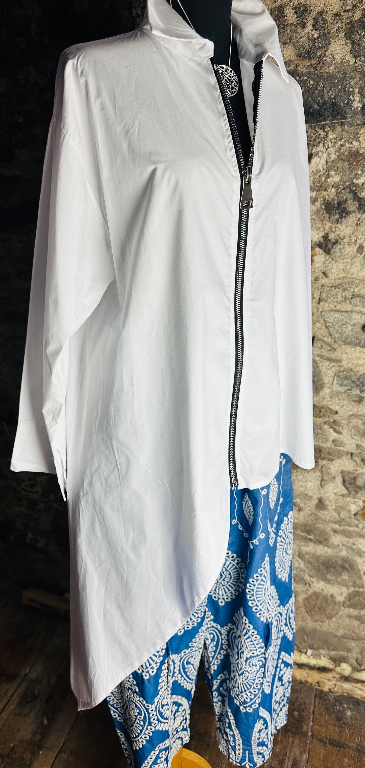 “Serrin” oversized asymmetrical Italian shirt