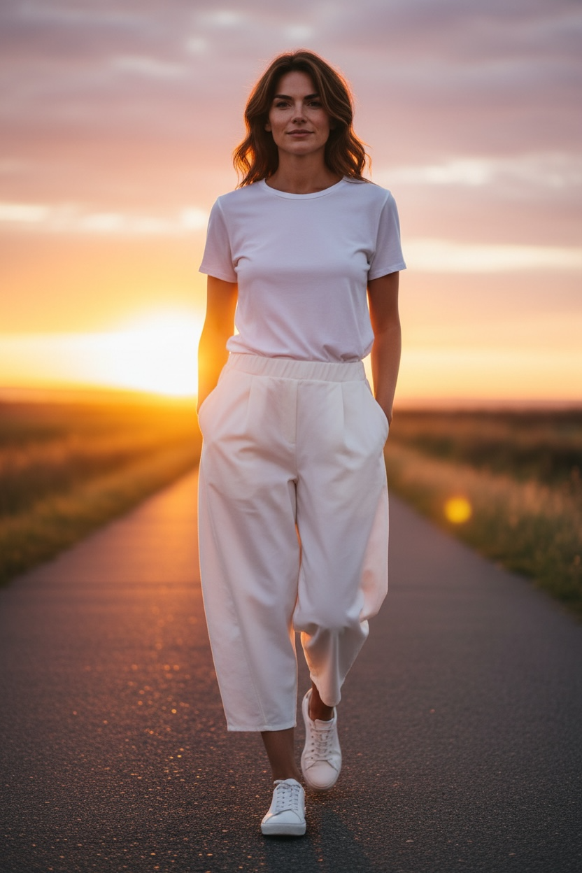 “Lottie “ summer white Italian cocoon pant