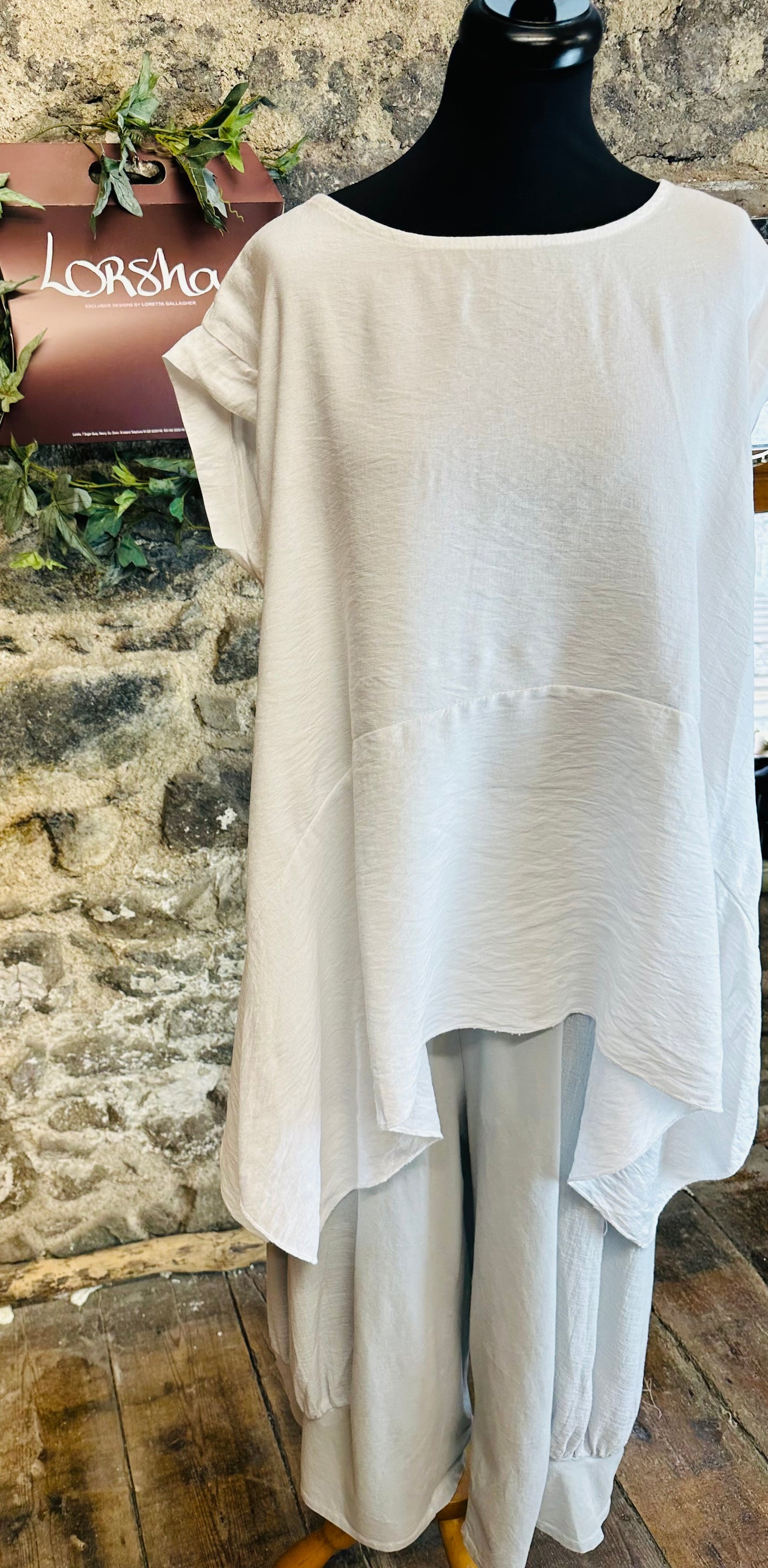 “Sorento “ white Italian dipped hem tunic