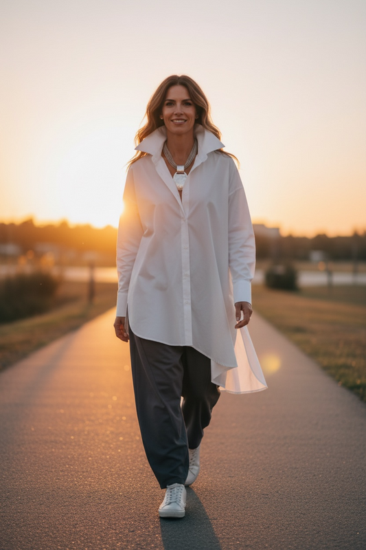 “Lizzie “ oversized asymmetric Italian dress shirt