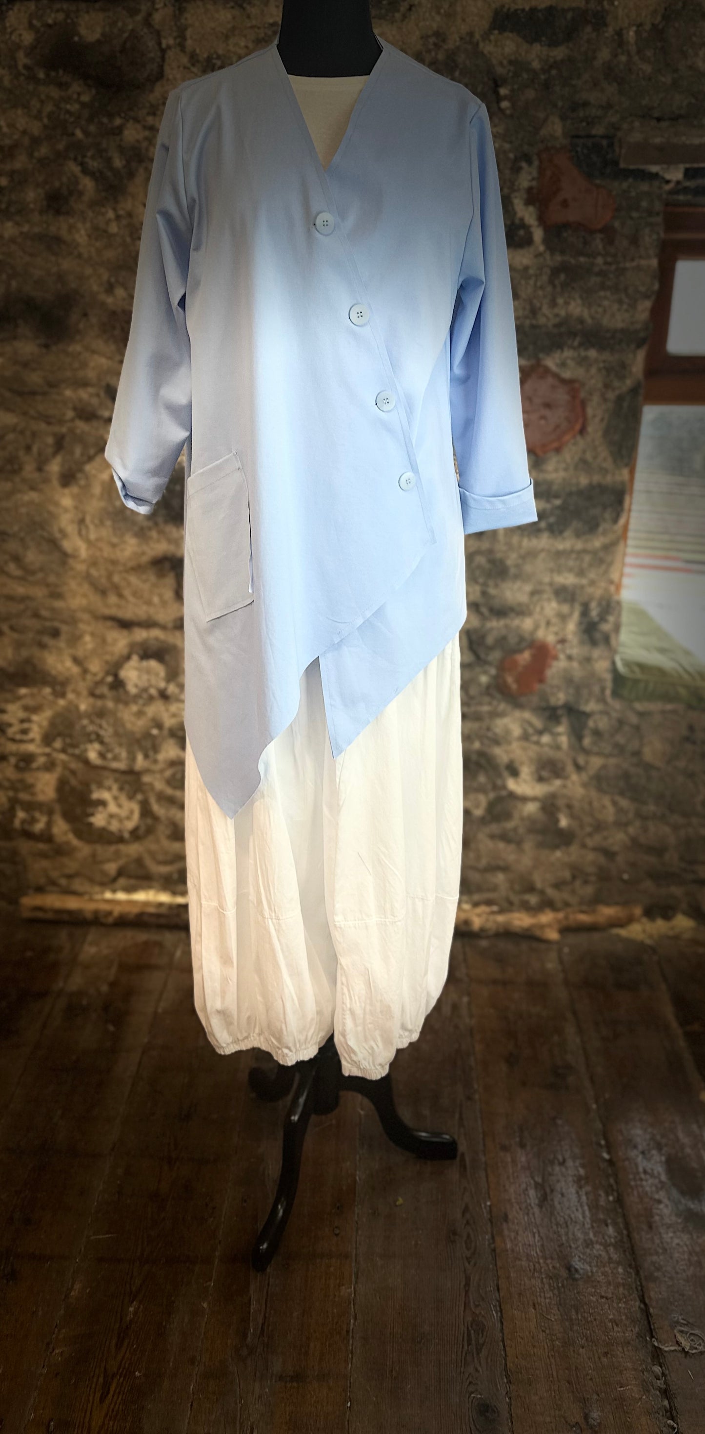 Powder blue knit triangle scarf