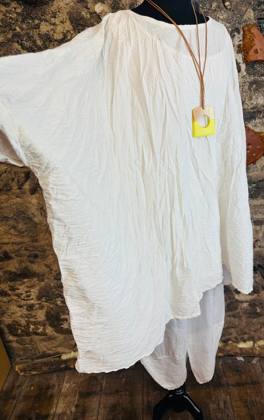 “Elsbeth “ Italian crinkle tunic cream