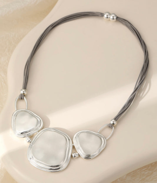 Silver plated short contemporary neckpiece