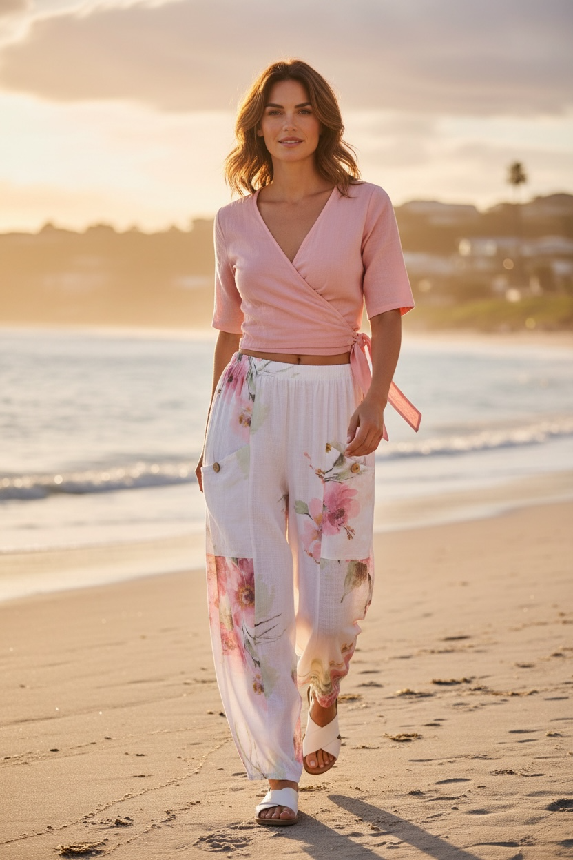 “Karina “ white Italian floral culottes