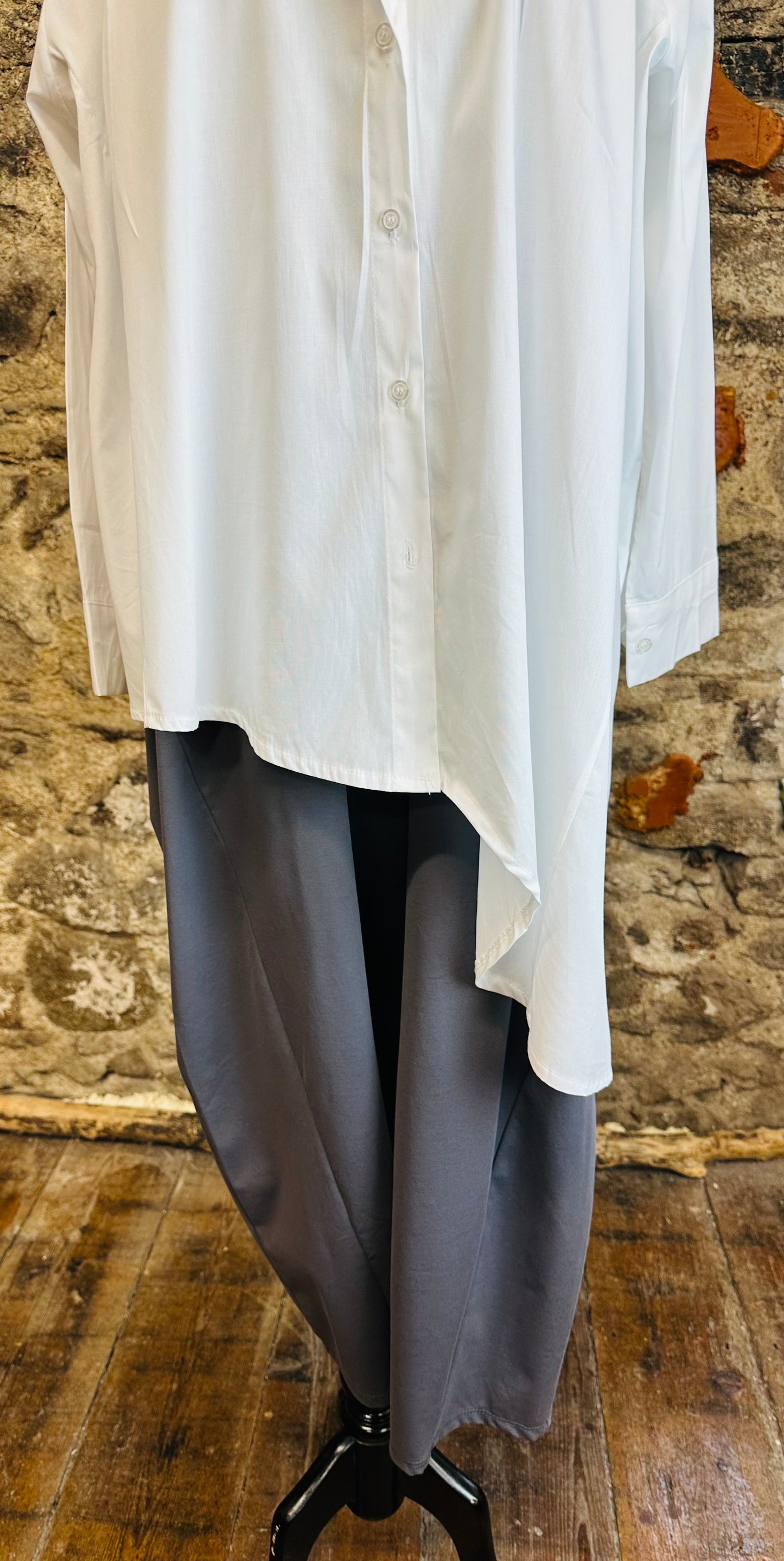 “Lizzie “ oversized asymmetric Italian dress shirt