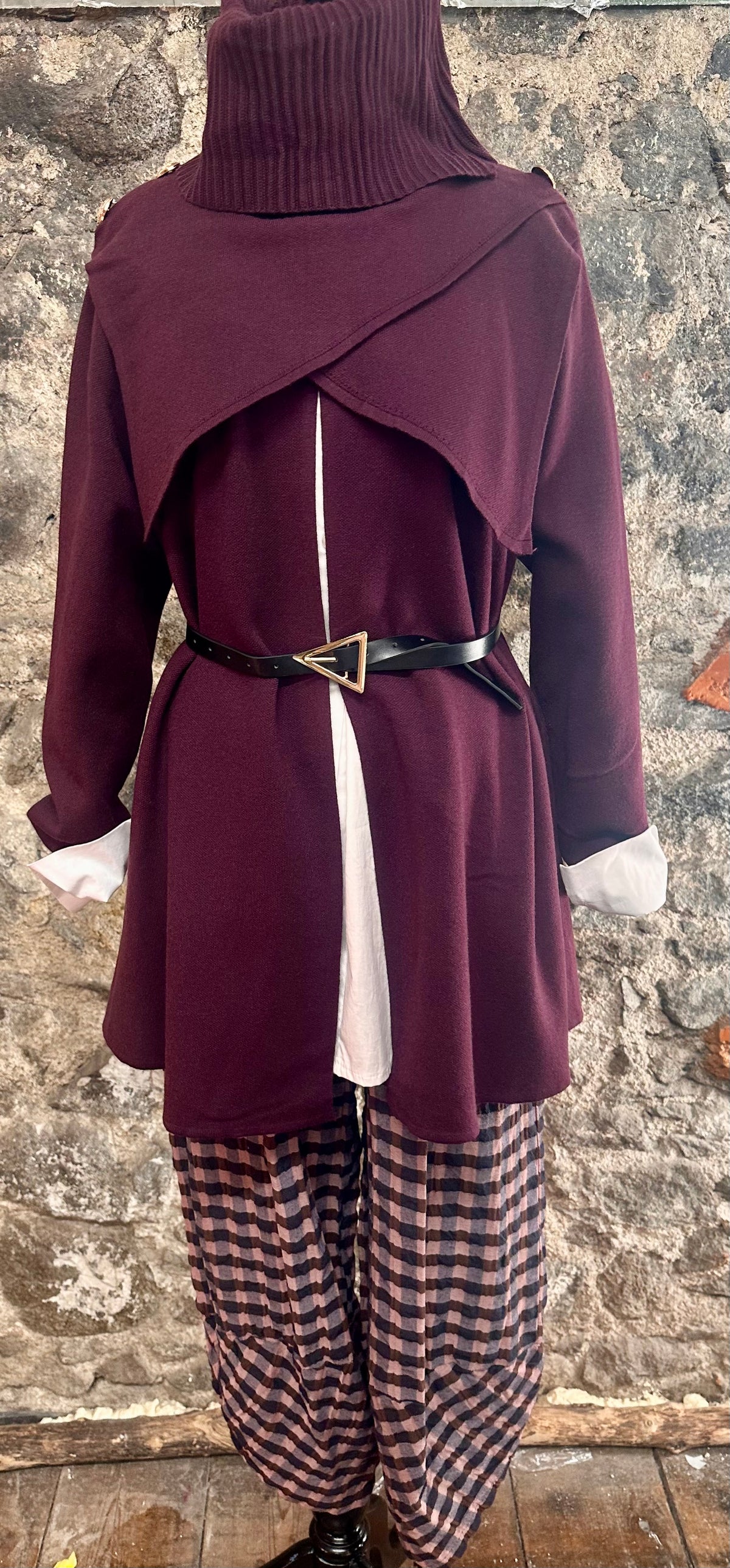 “Rosie” plum cowl neck Italian knit
