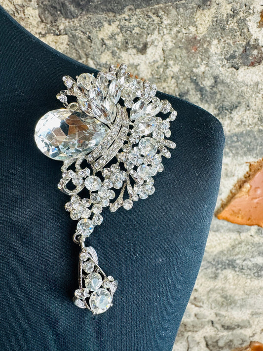 Statement diamanté pin brooch