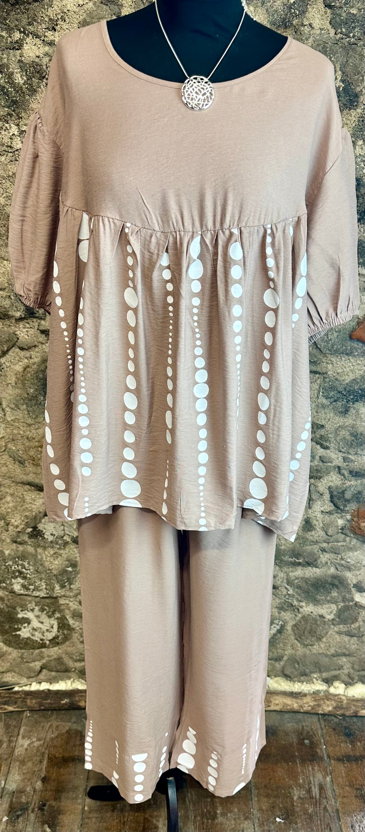 “Davina “ Italian mocha empire line tunic
