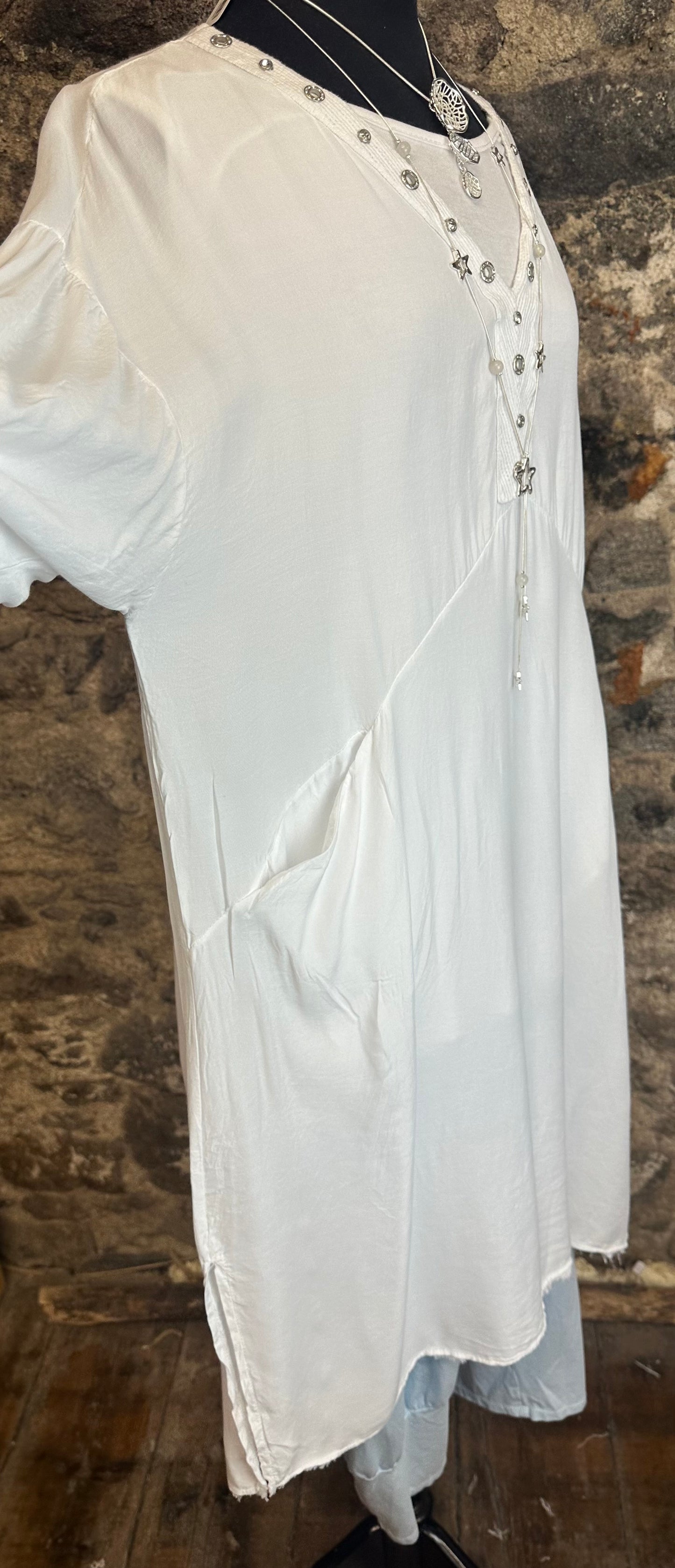 “Marley “ blanco Italian dress tunic