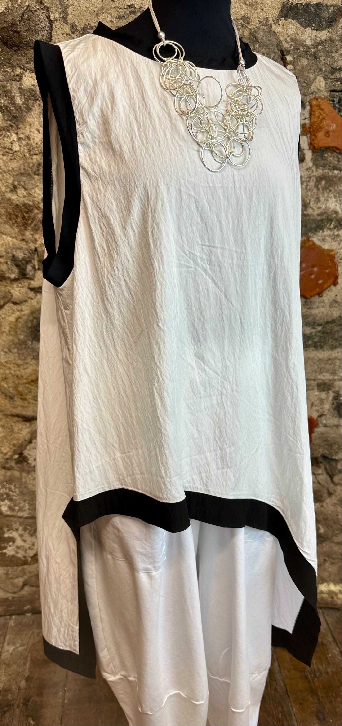 “Tilly” white asymmetric Italian tunic