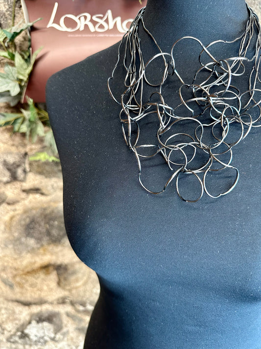 Lorsha graphite curly statement neckpiece