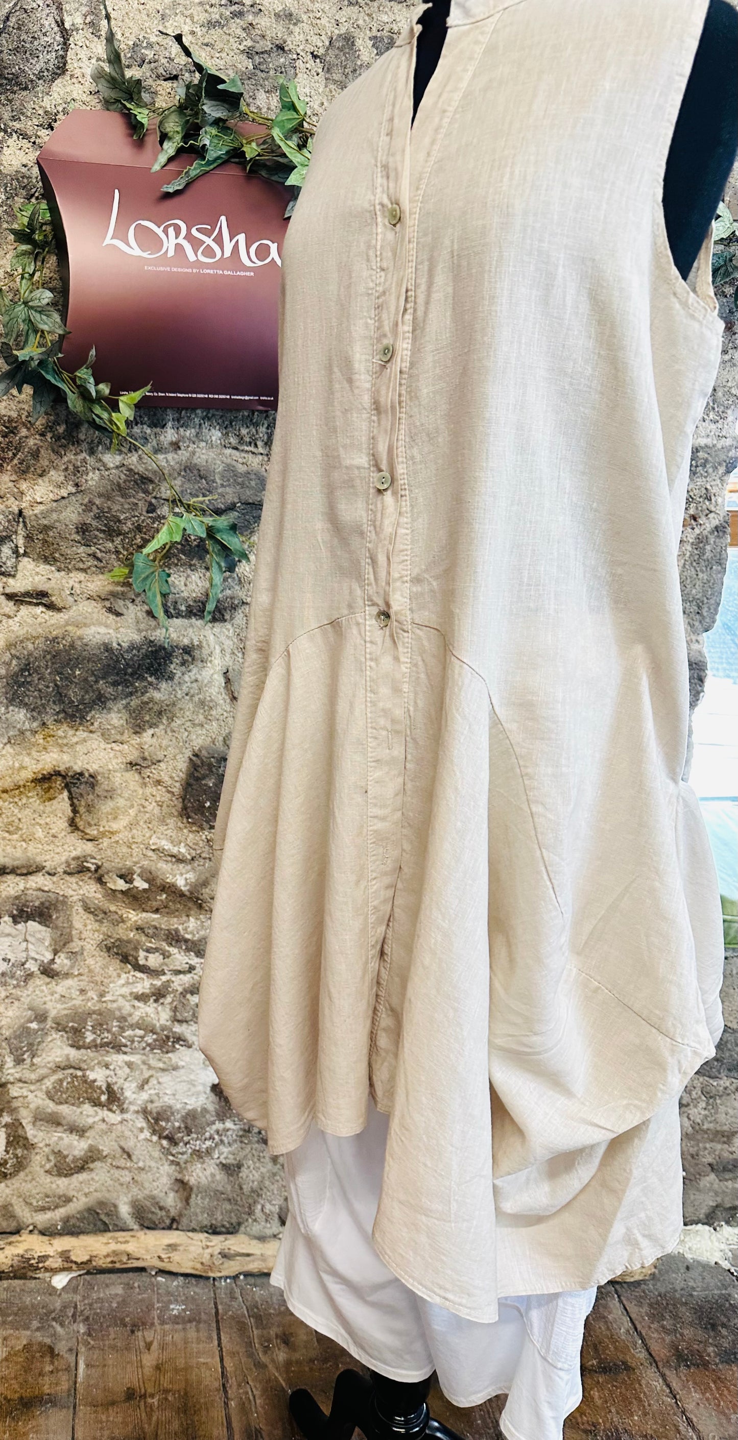 “ contessa “ Italian linen pin tuck tunic dress natural