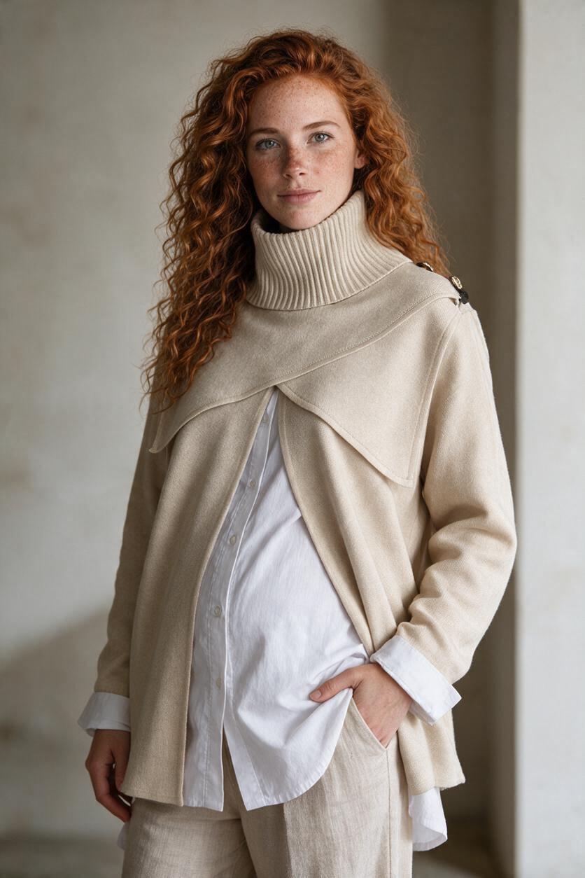 “Rosie “ cream Italian cape knit