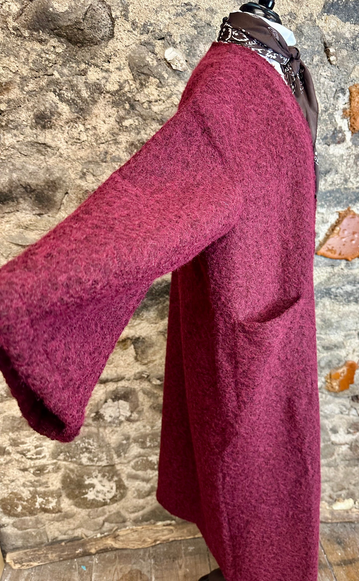 “Kiera “ Bordeaux kimono boucle shacket