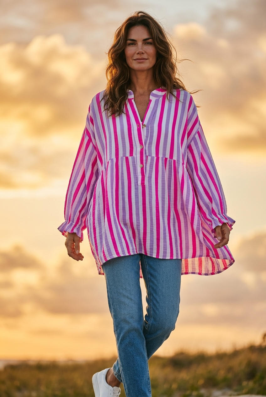 “Jill” Italian summer stripe tunic
