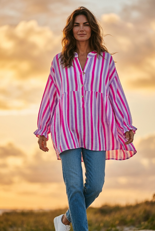 “Jill” Italian summer stripe tunic