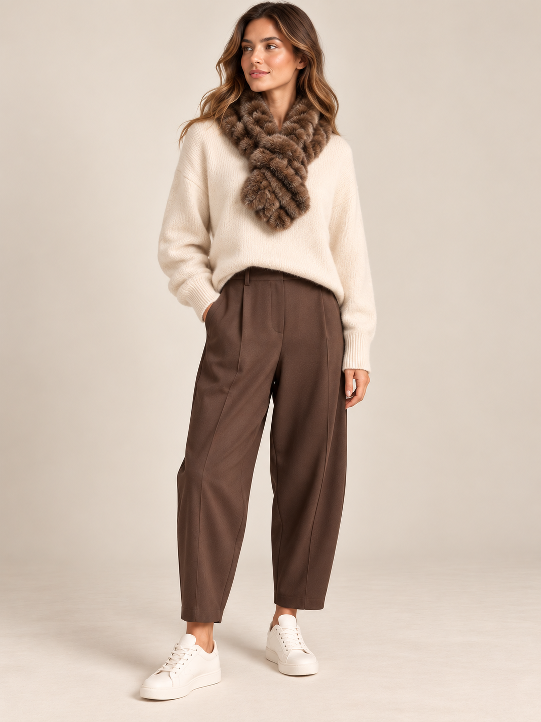 The “ Mabel “ mocha vegan fur collar