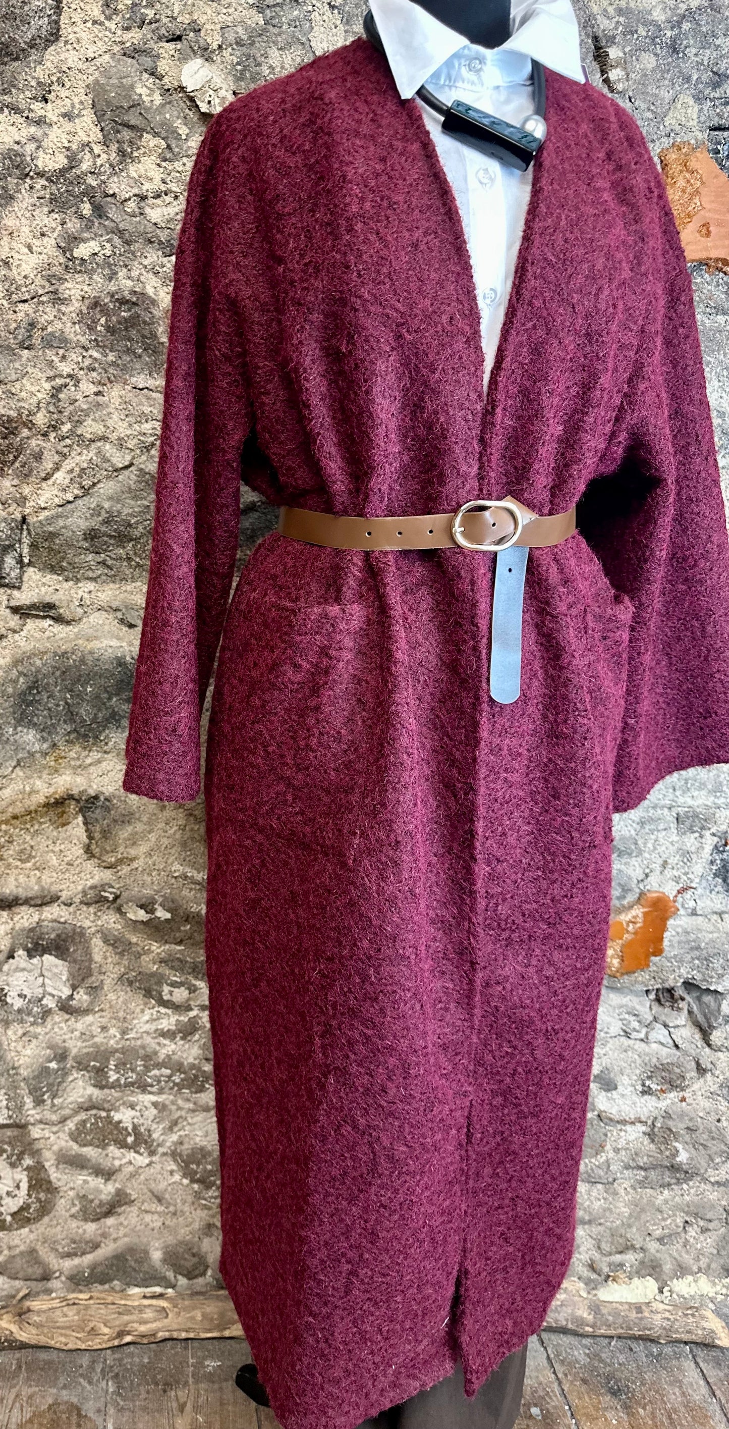 “Kiera “ Italian Bordeaux super cosey kimono full length shacket