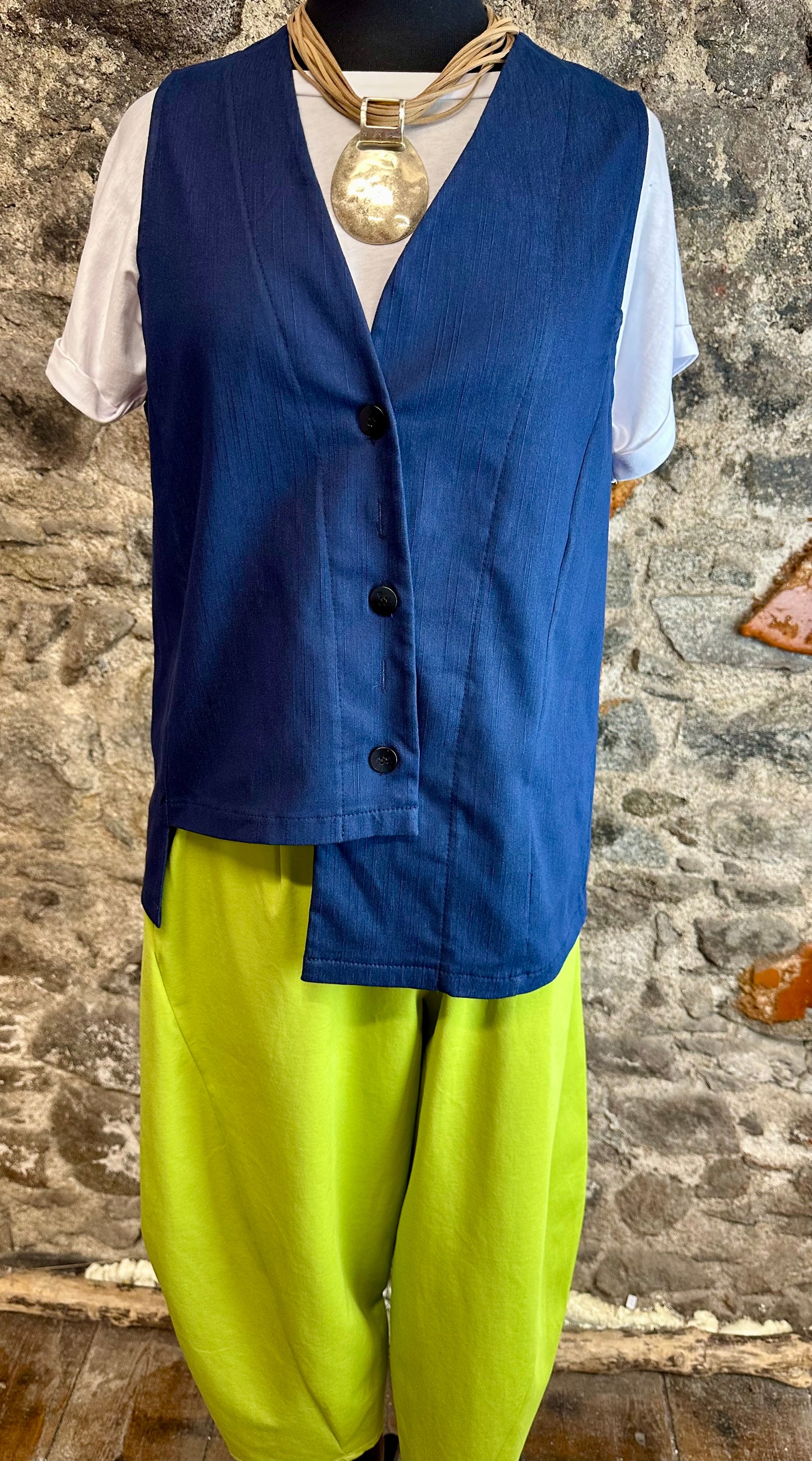 “Jackie” Italian denim irregular waistcoat