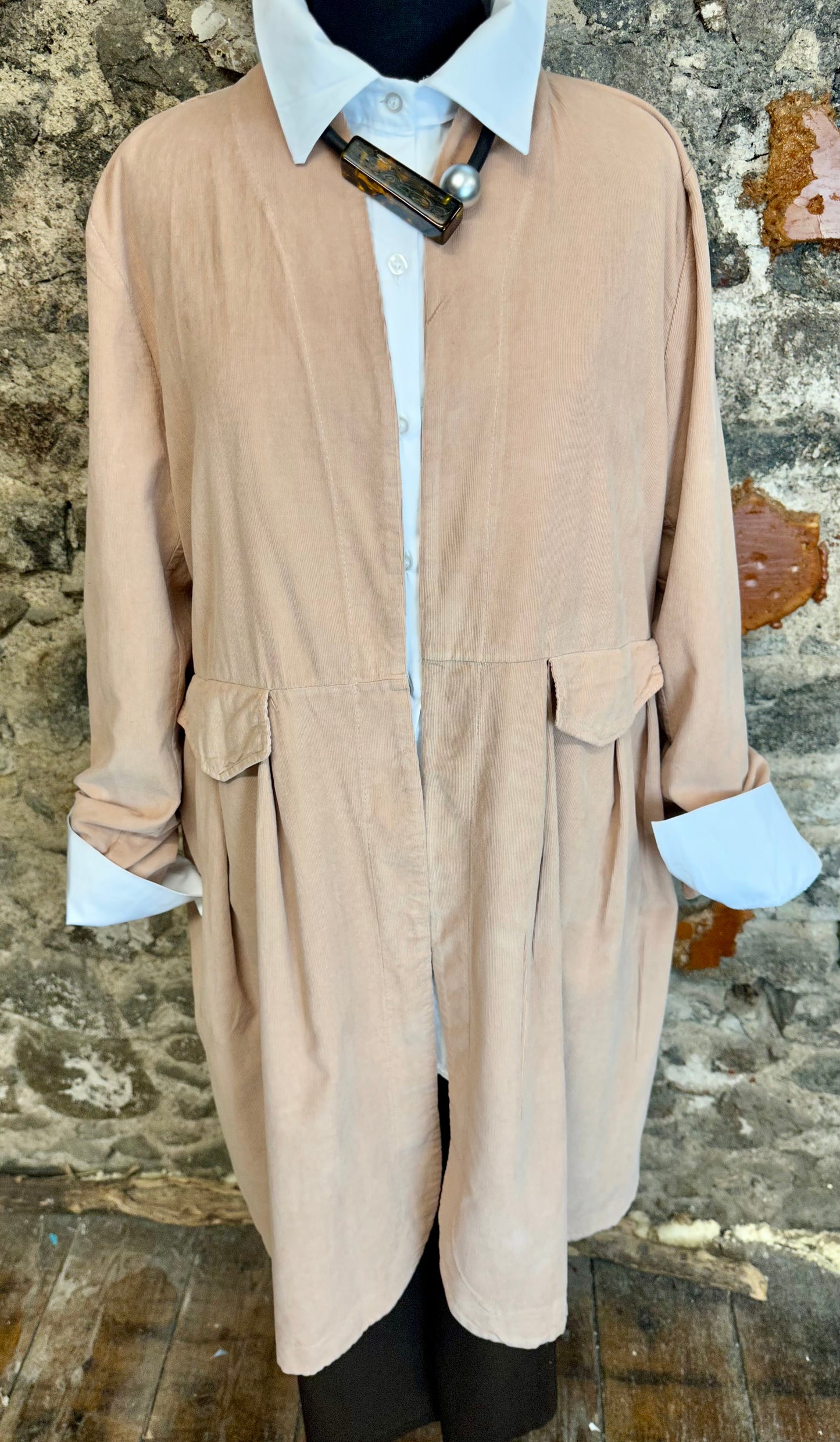 “Terri “ natural  Italian  pin corduroy dress coat