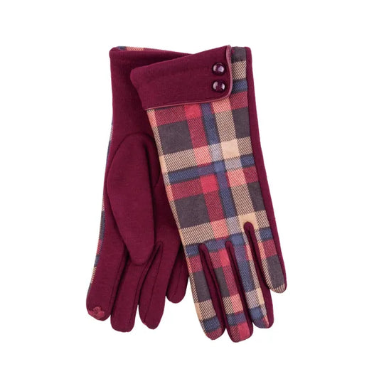 Mulberry button plaid glove gift boxed