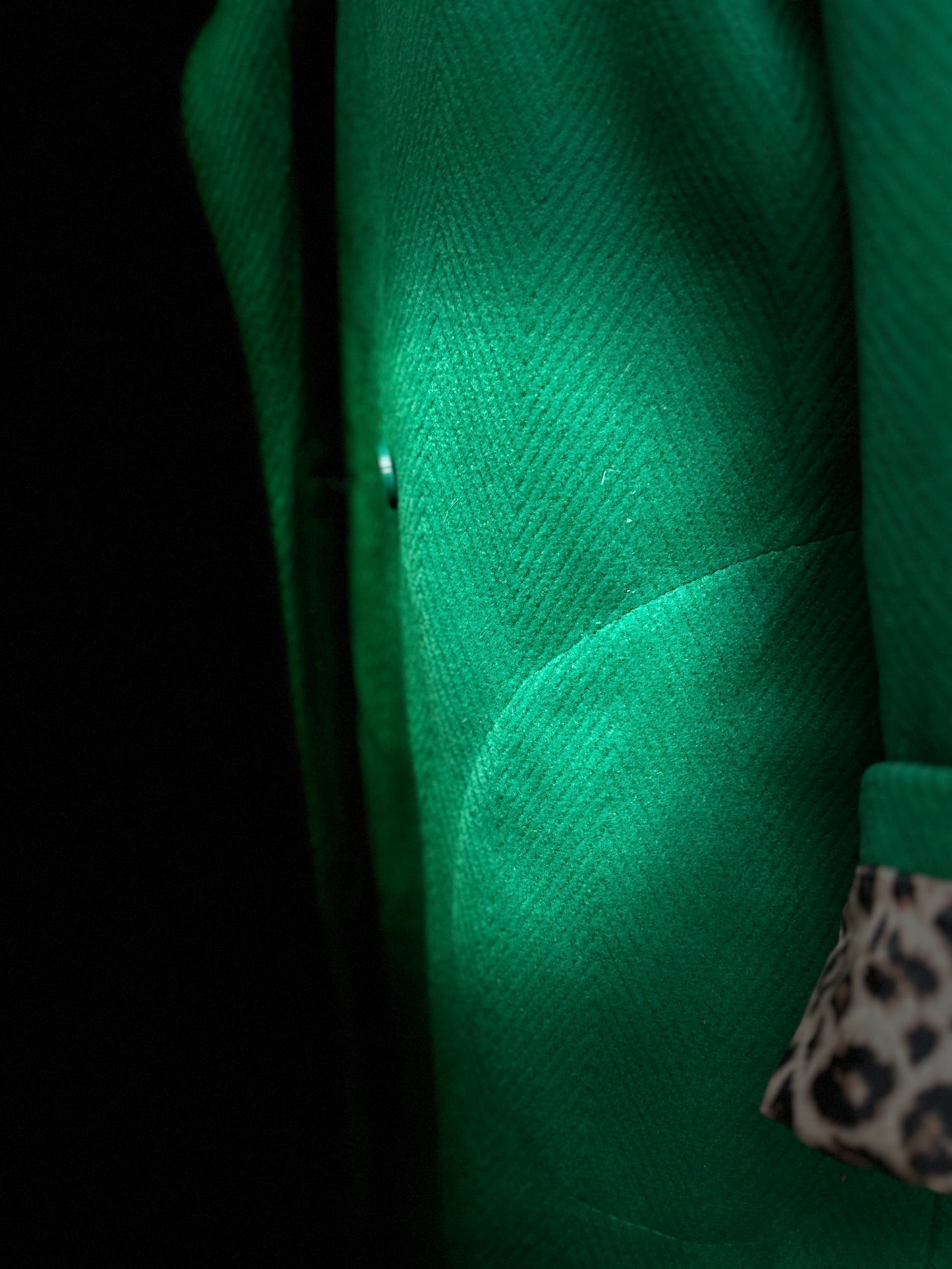 “Lydia “ chevron corduroy emerald Italian dress coat