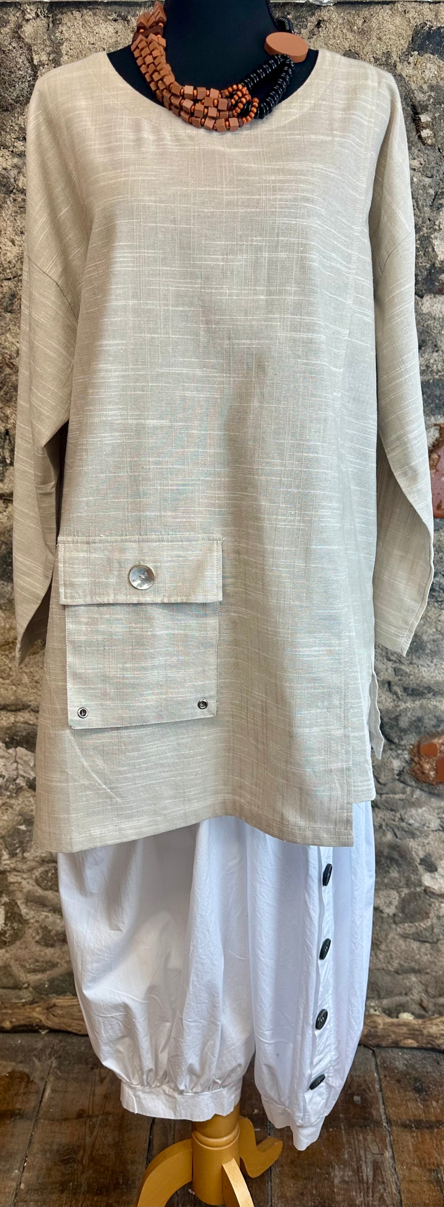 “Ava “ natural Italian linen mix tunic