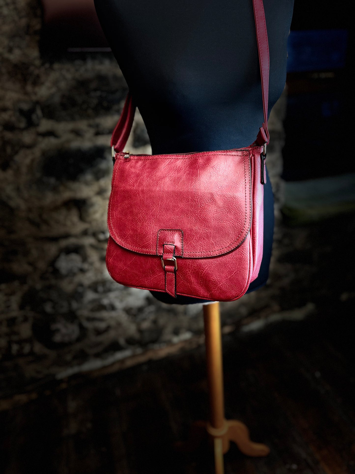 “Annie “ raspberry vegan satchel bag