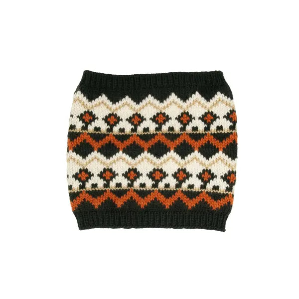 Heritage fair isle neck warmer mushroom and terracotta