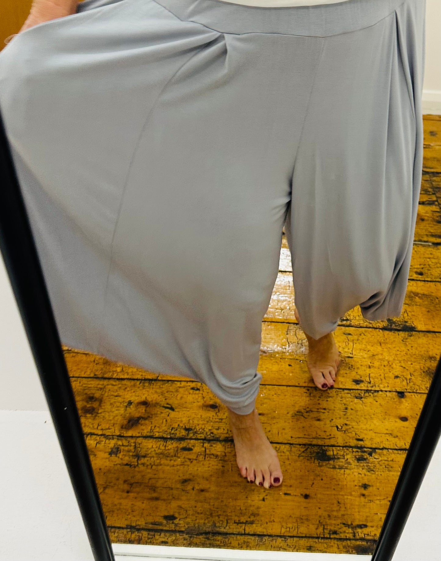 “Mixi “ dove grey harem jersey trousers