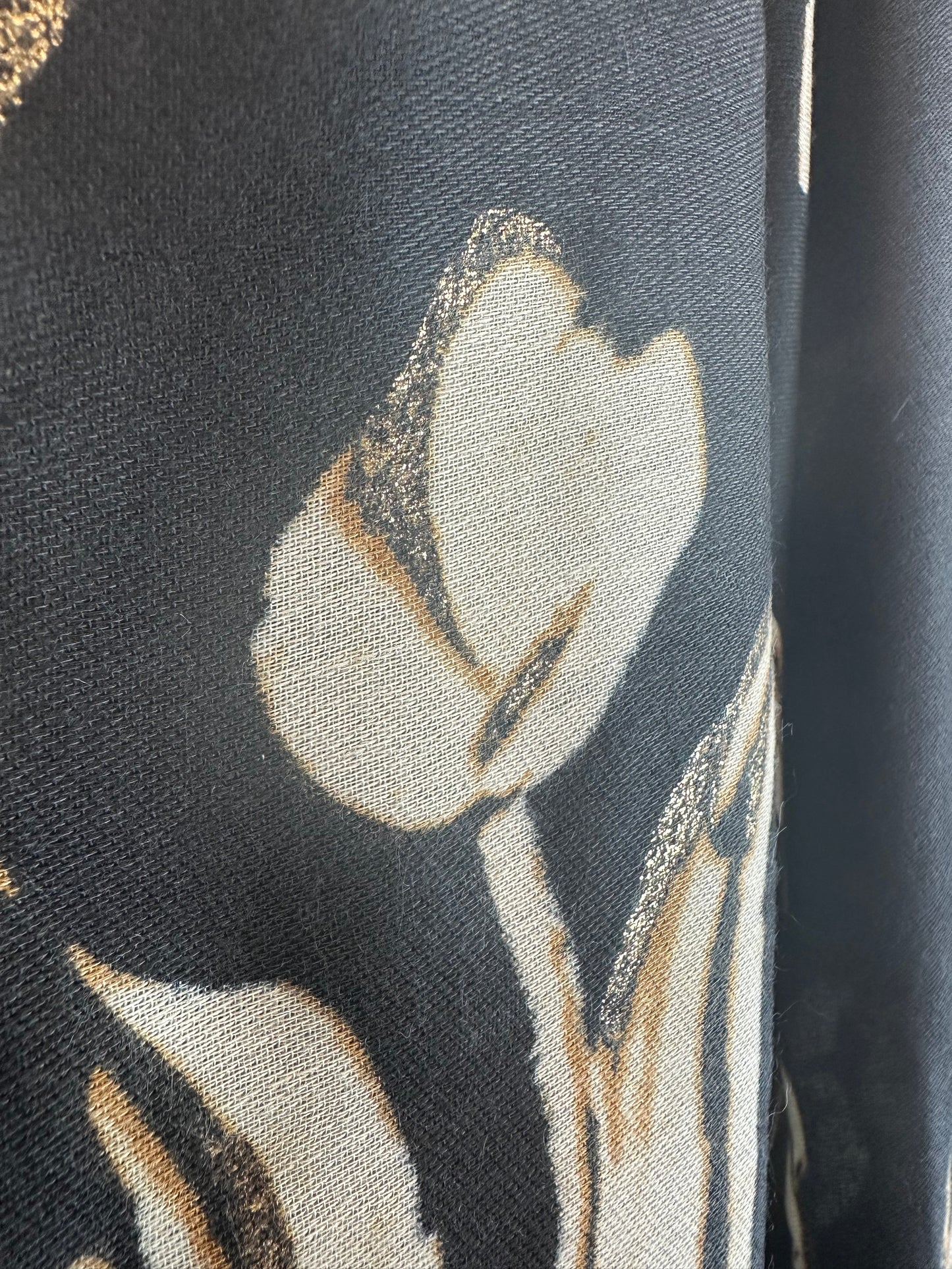 Ebony and stone delicate abstract floral large wrap